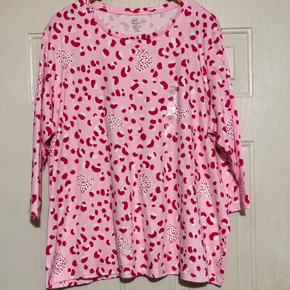 Kim Rogers Boxy Pink Blouse with‎ 3/4 Sleeves